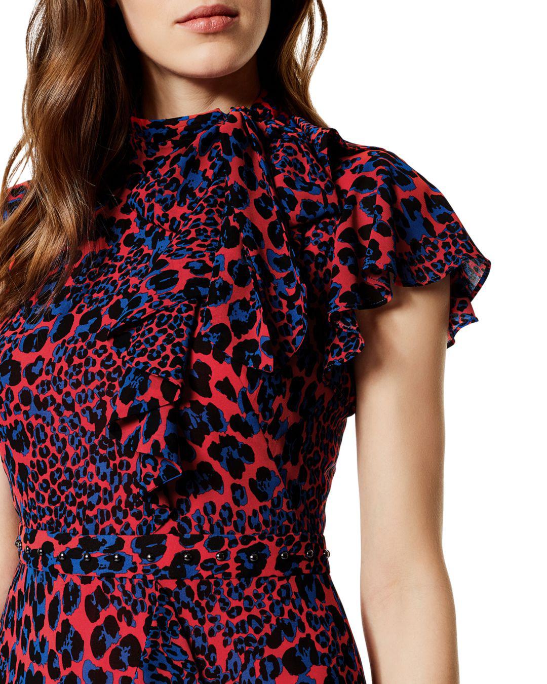 karen millen leopard print ruffle dress
