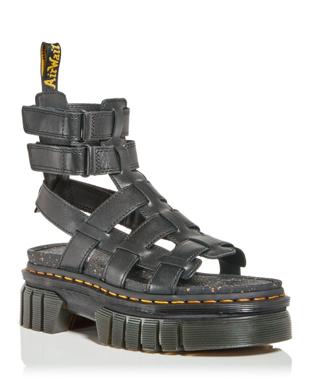 Dr. Martens Leather Ricki Platform Gladiator Sandals in Black | Lyst