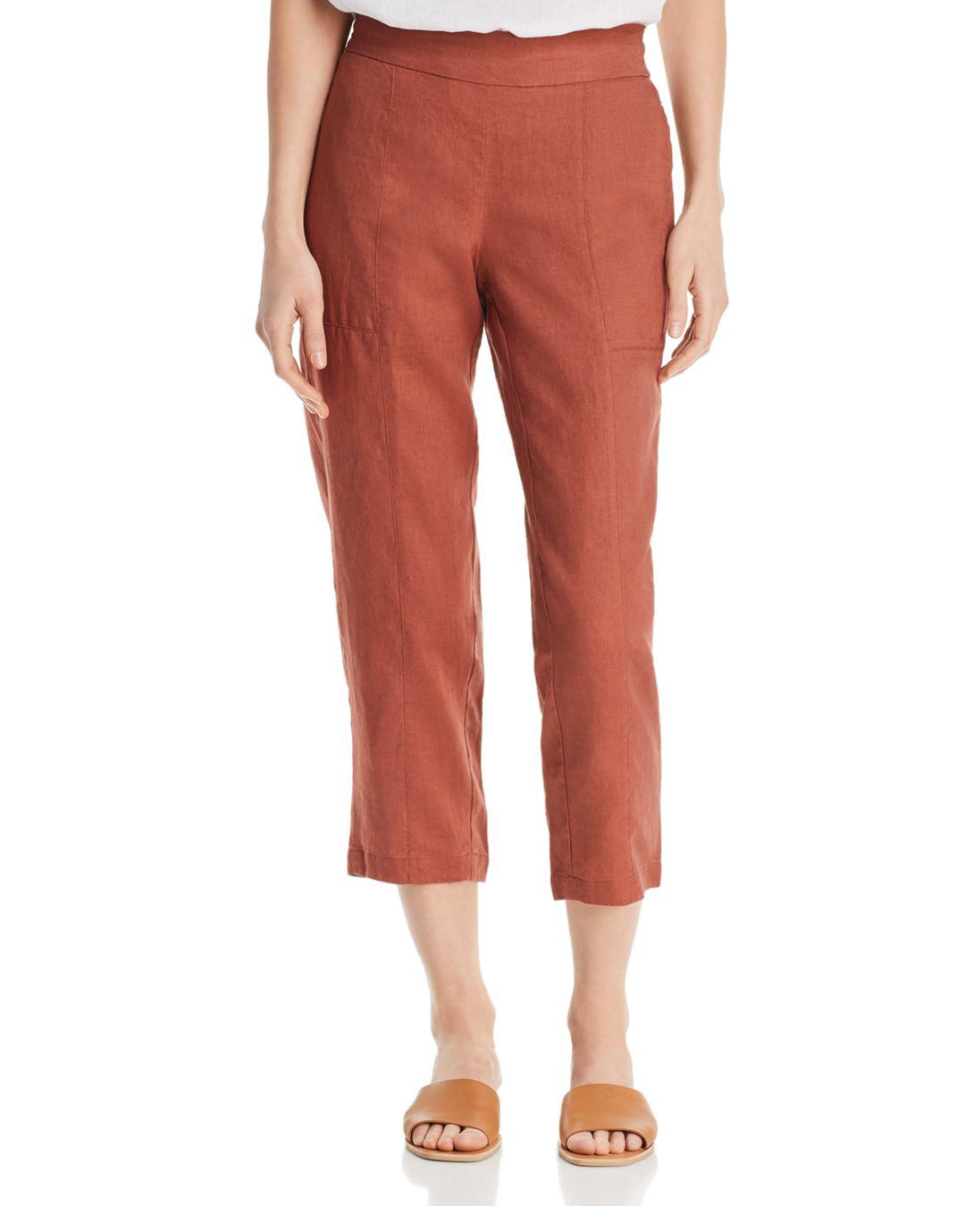 Eileen Fisher Organic Linen Ankle Pants Lyst