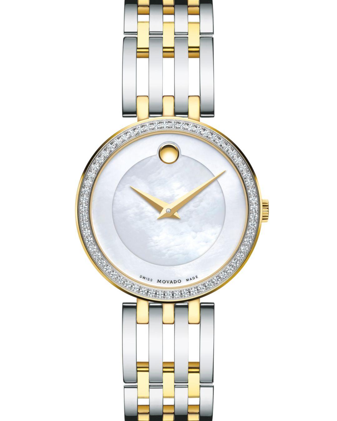 movado white gold diamond watch