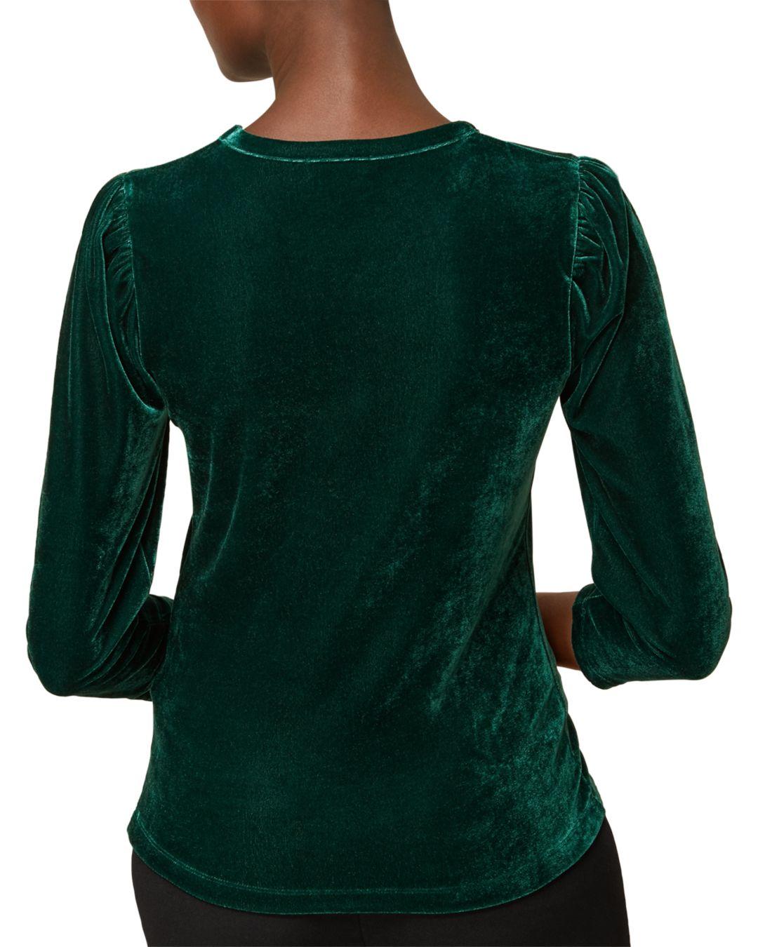 Whistles Velvet Top in Dark Green 