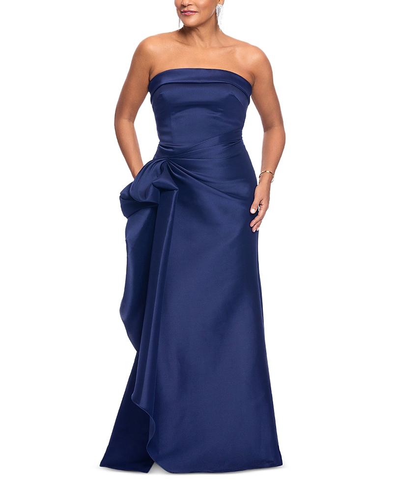 anthropologie blue long dress Satin Off Shoulder Cocktail Dress main image 0