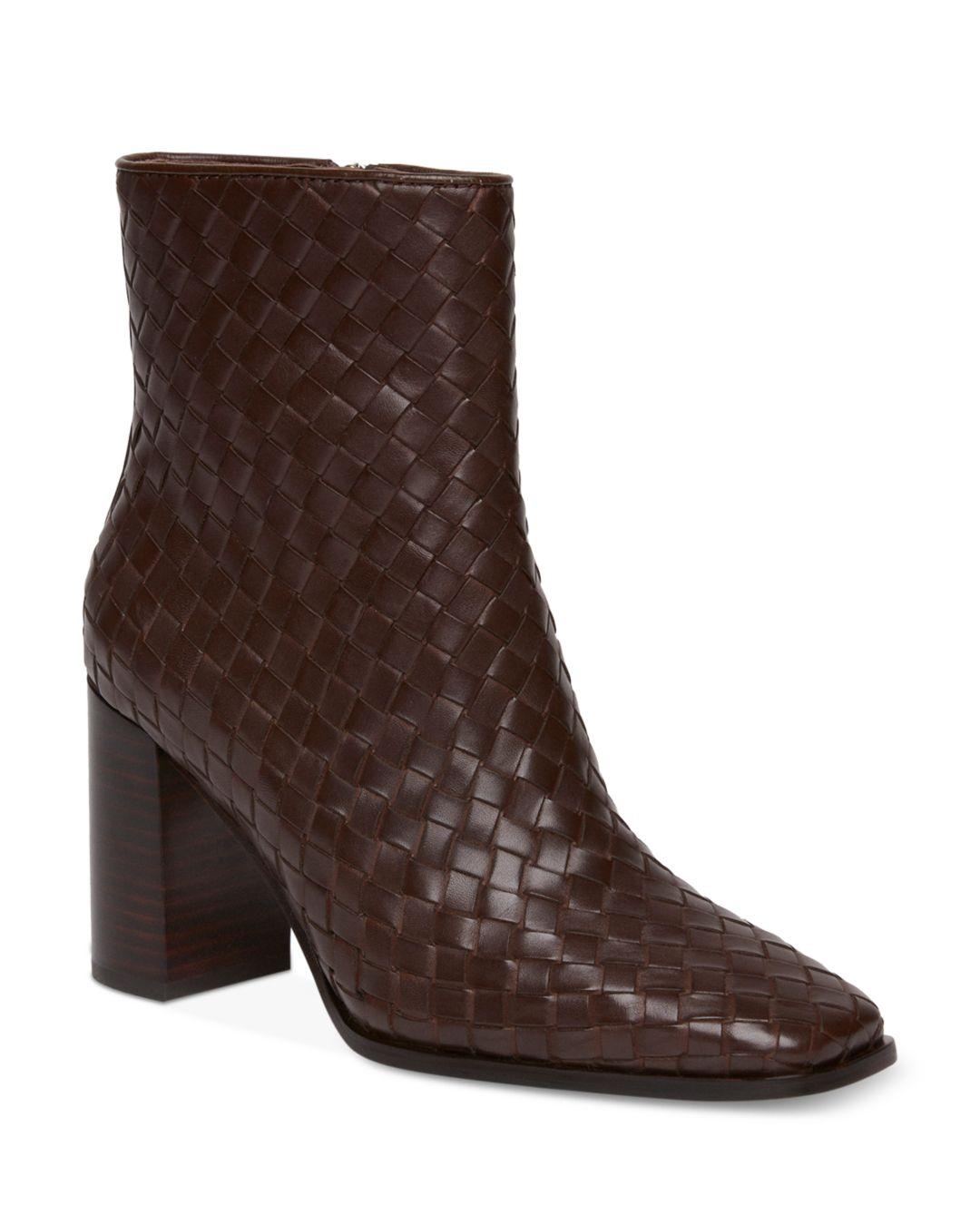 PAIGE Frances Woven High Heel Ankle Boots in Brown | Lyst