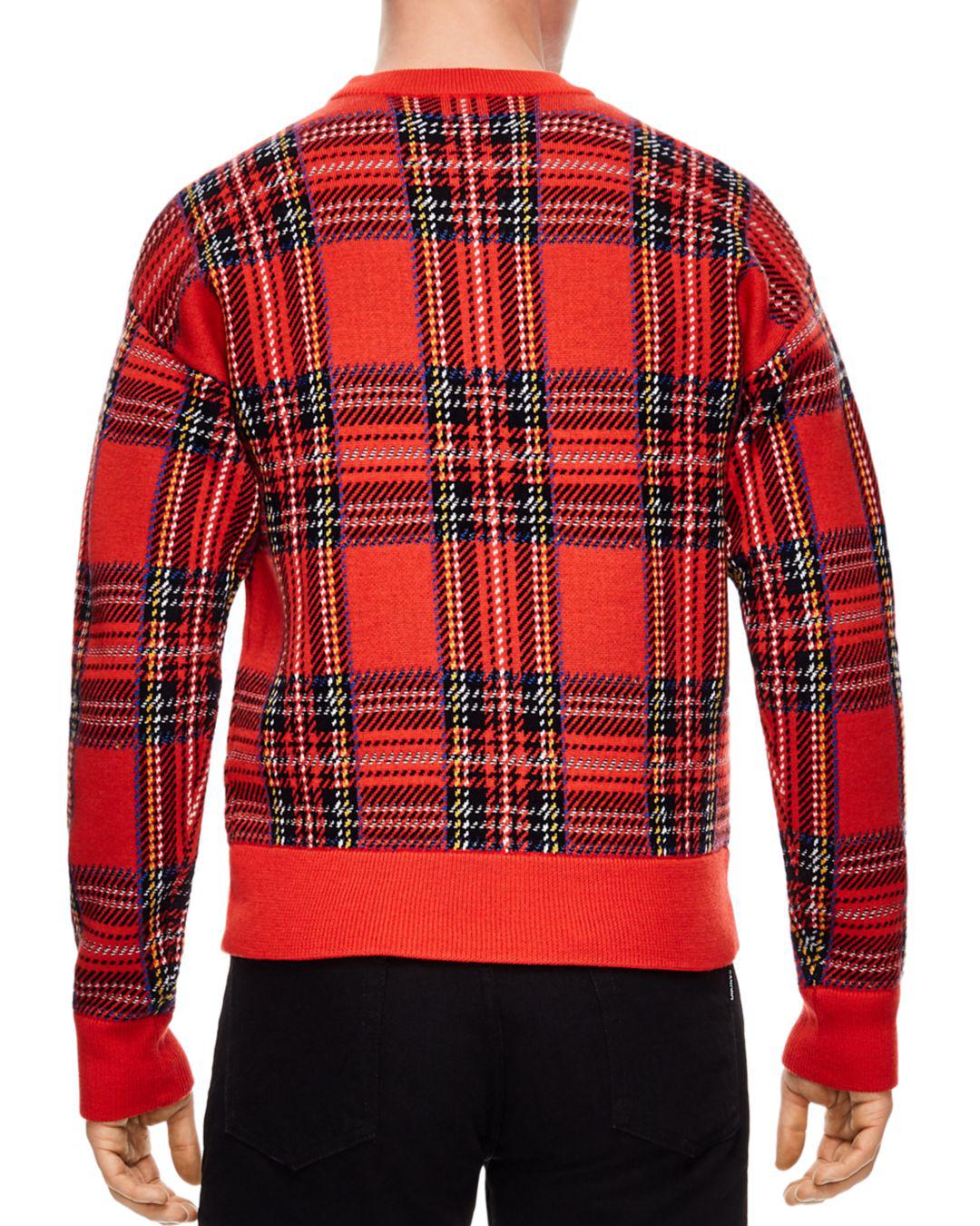 Sandro Tartan Plaid Sweater in Red for Men Lyst