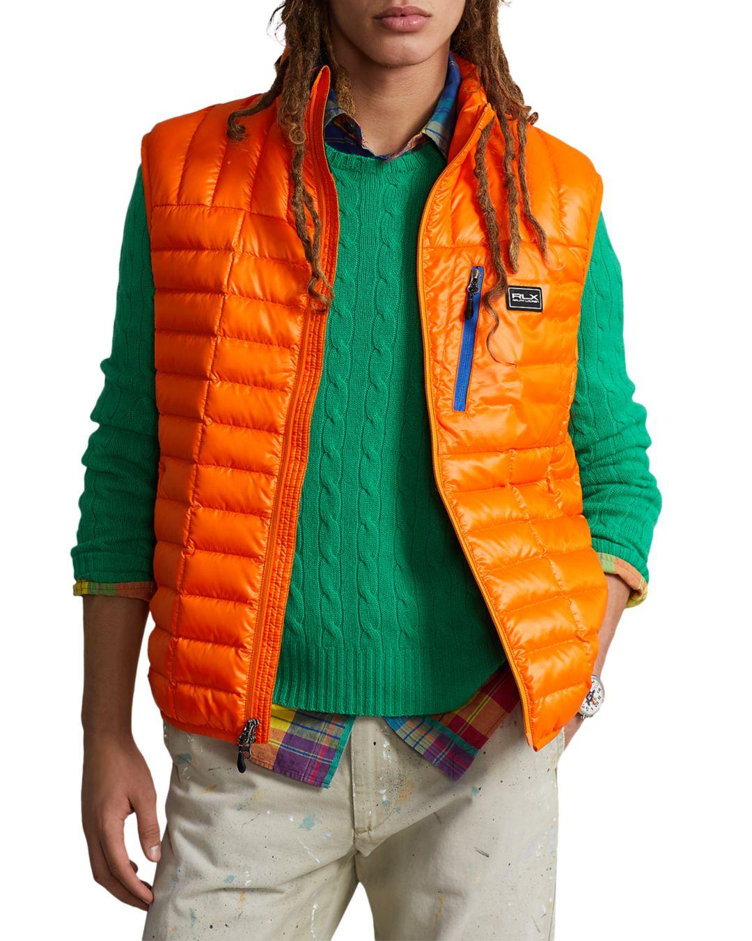 Polo Ralph Lauren Rlx Water Repellent Quilted Vest in Orange for Men Lyst