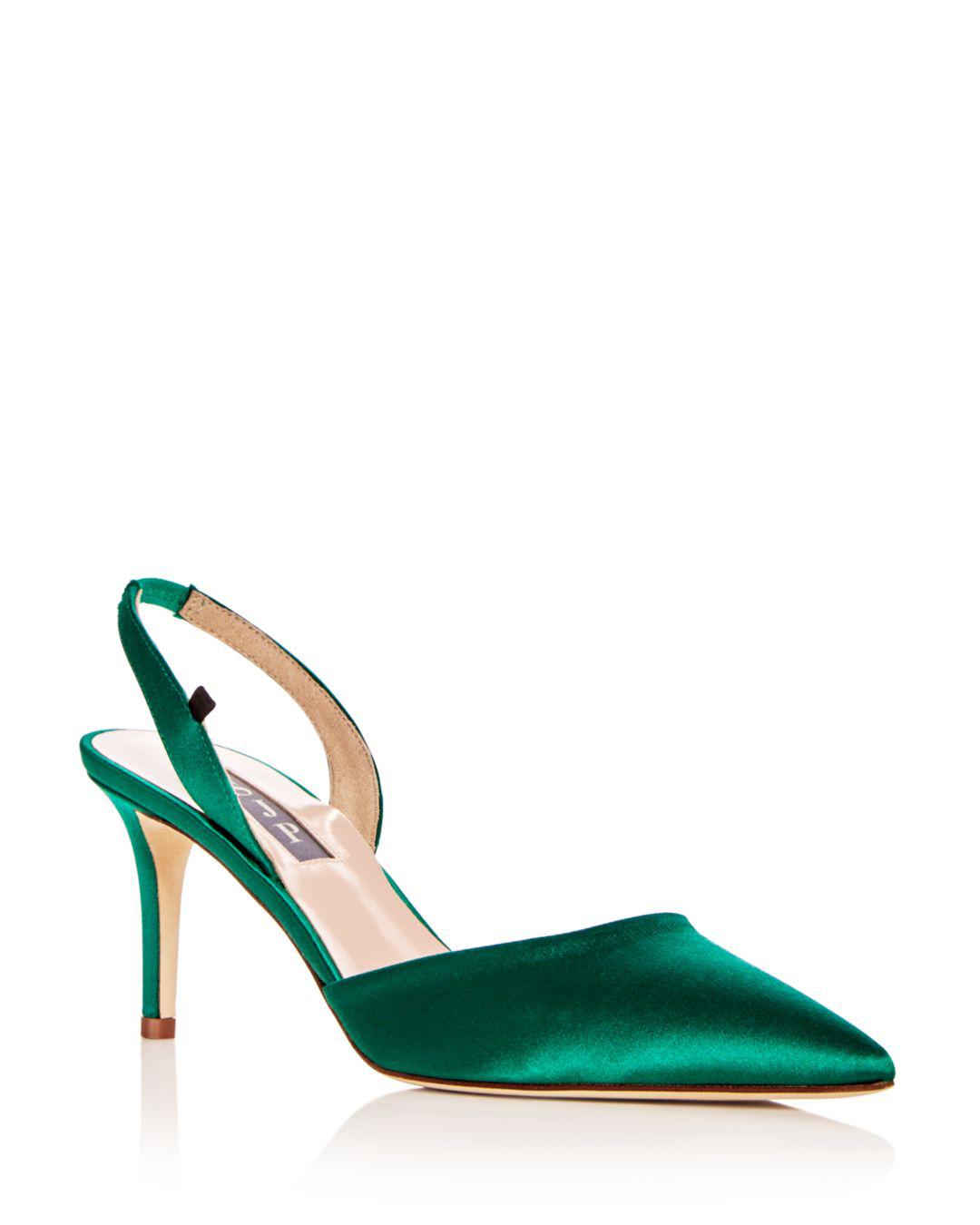 emerald green kitten heels