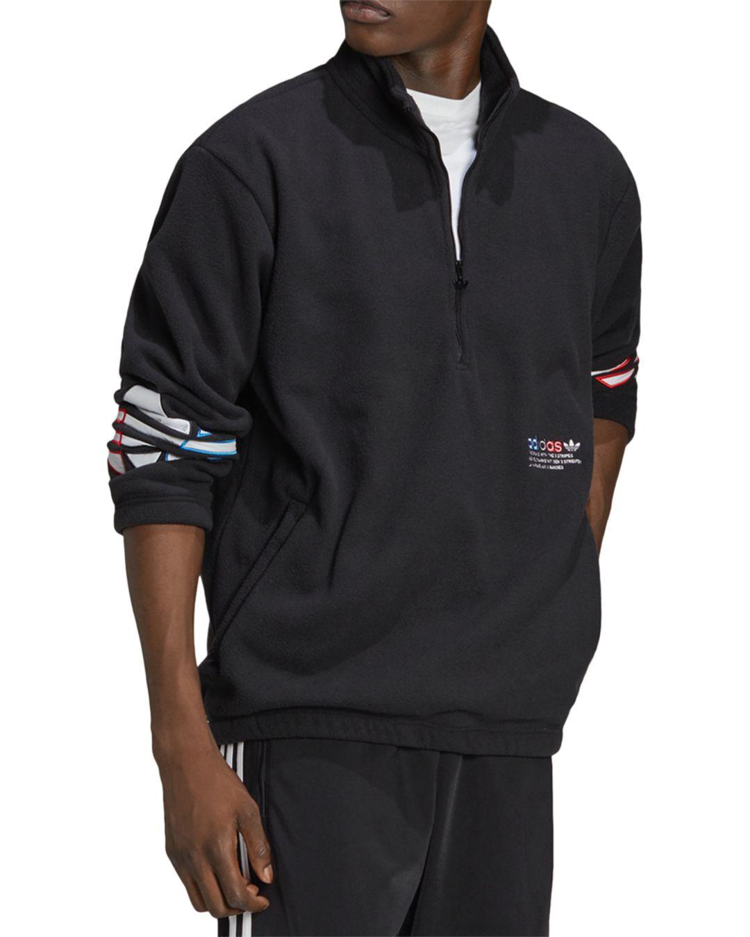 adidas Adicolor Tricolor Polar Fleece Half - Zip Sweatshirt in Black for  Men - Lyst