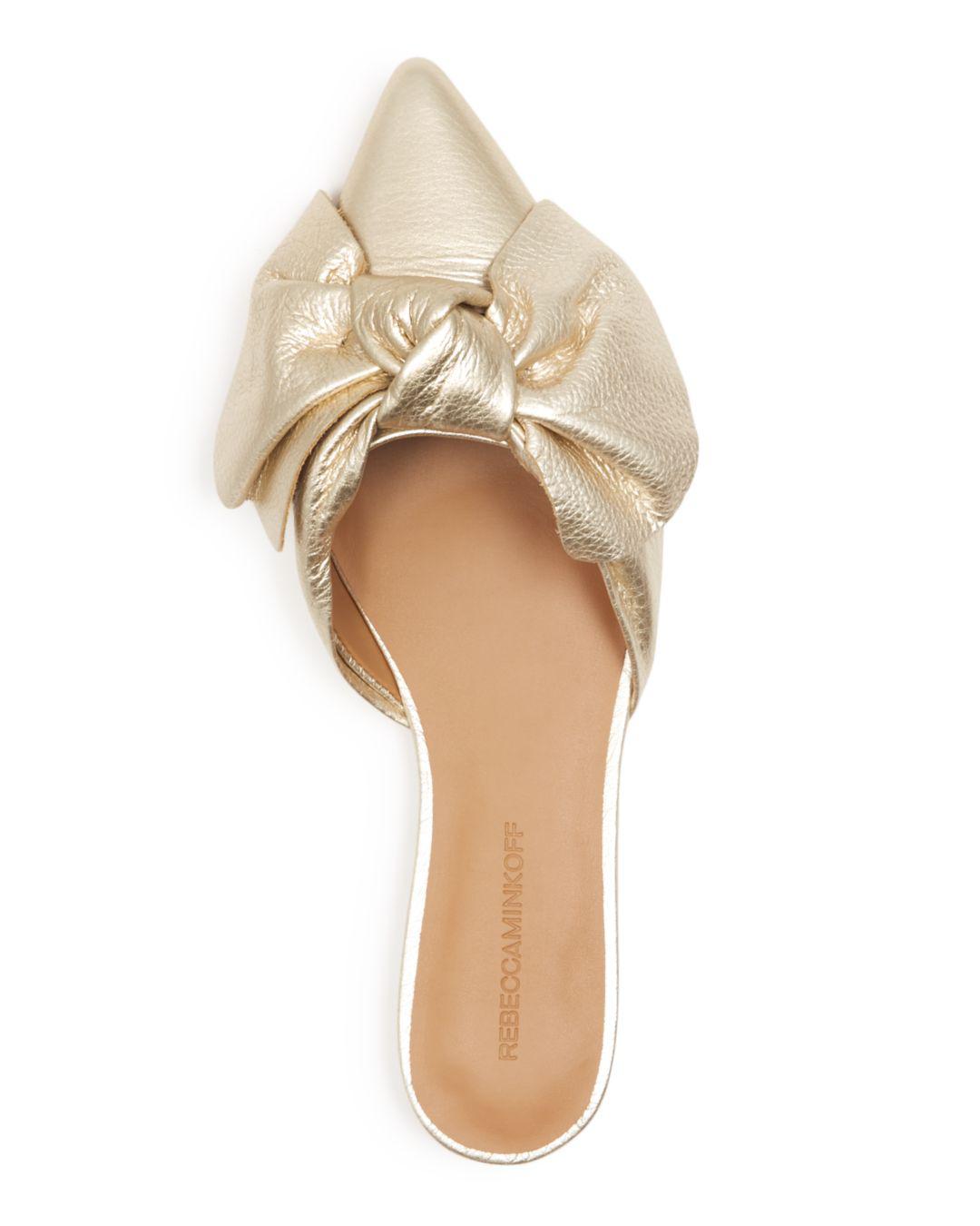 rebecca minkoff gold mules