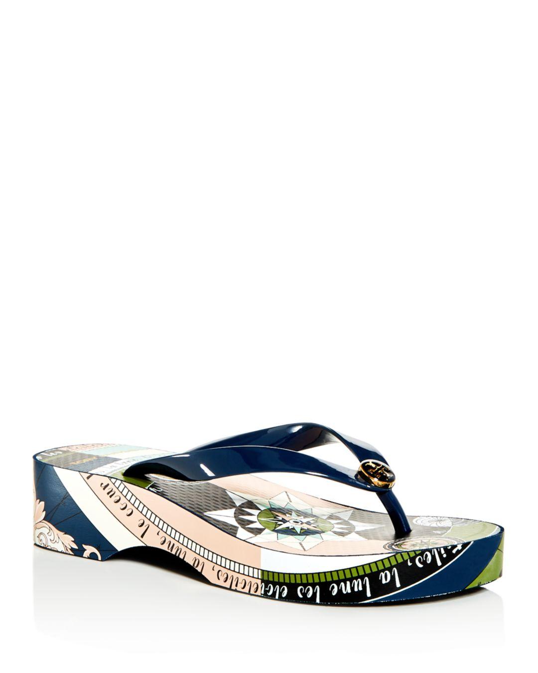 Lyst - Tory Burch Women's Cut-out Wedge Flip-flops in Blue - Save 21%