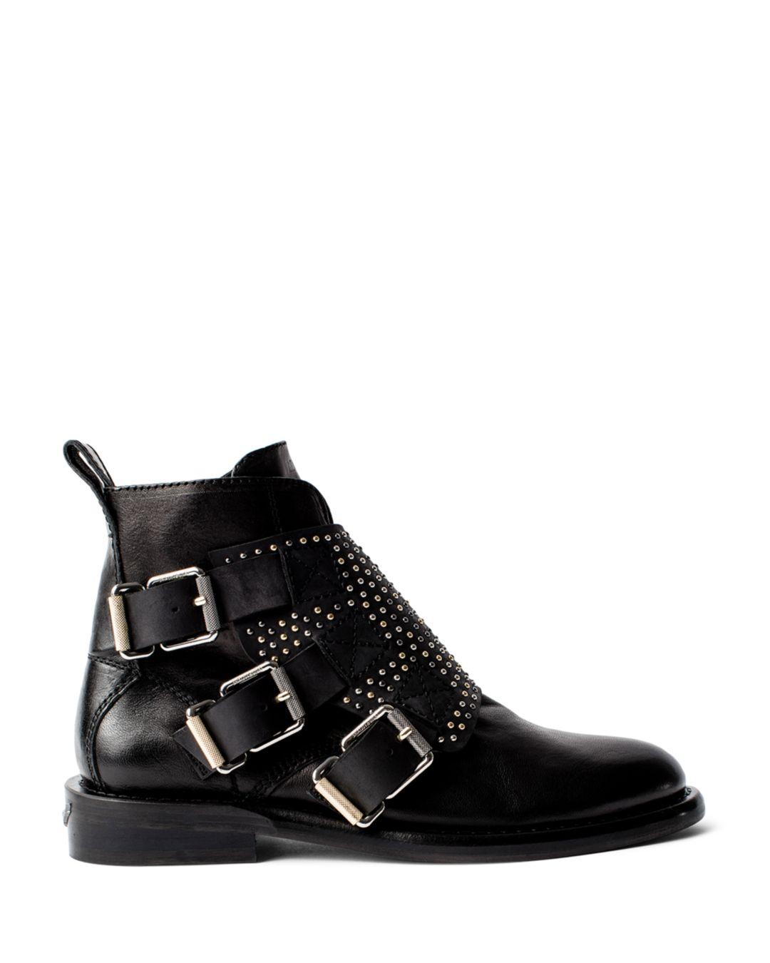 Zadig & Voltaire Laureen Flap Studs Ankle Boots in Black Lyst