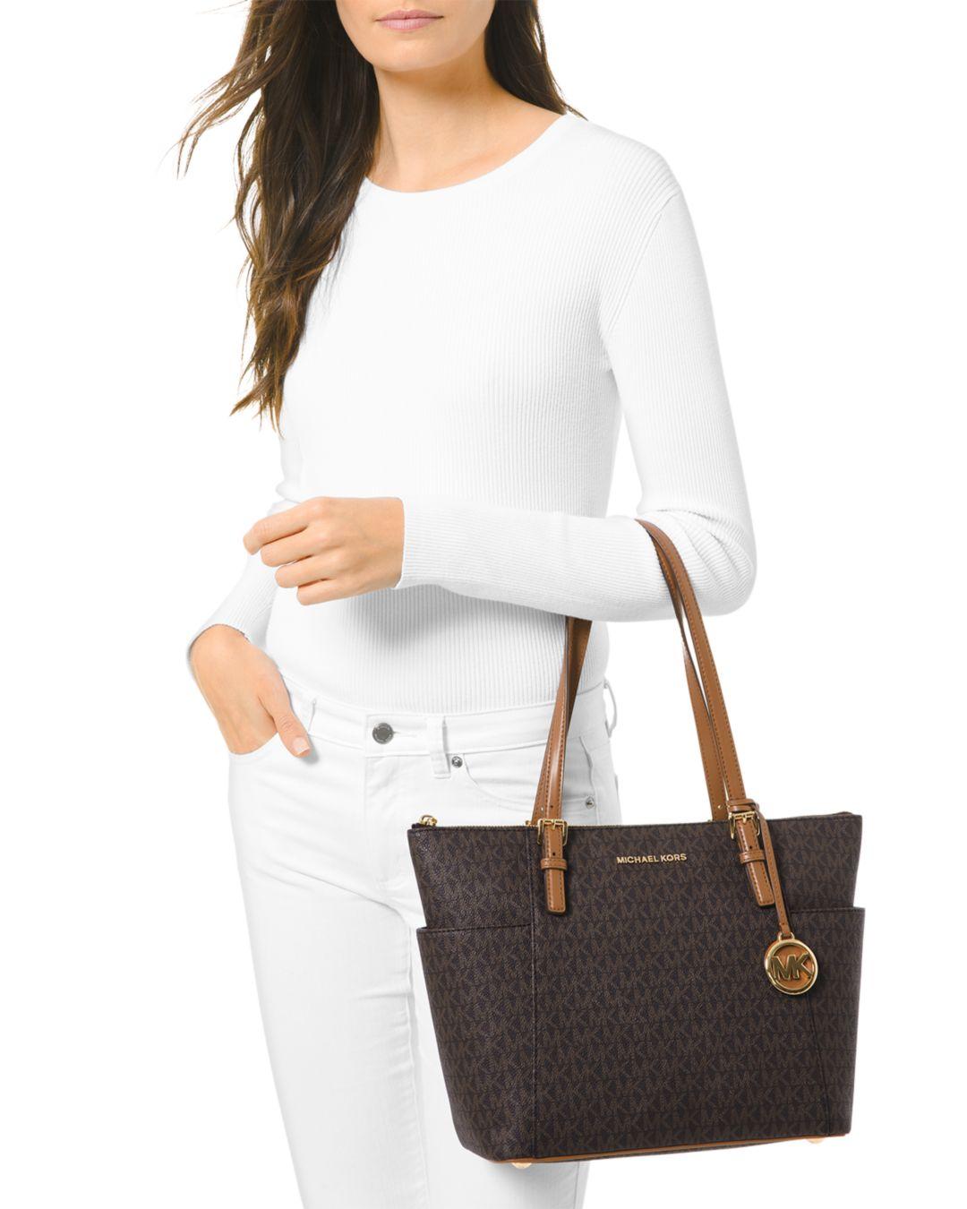 MICHAEL Michael Kors Jet Set Item Ew Tz Tote Bag Brown Acorn | Lyst