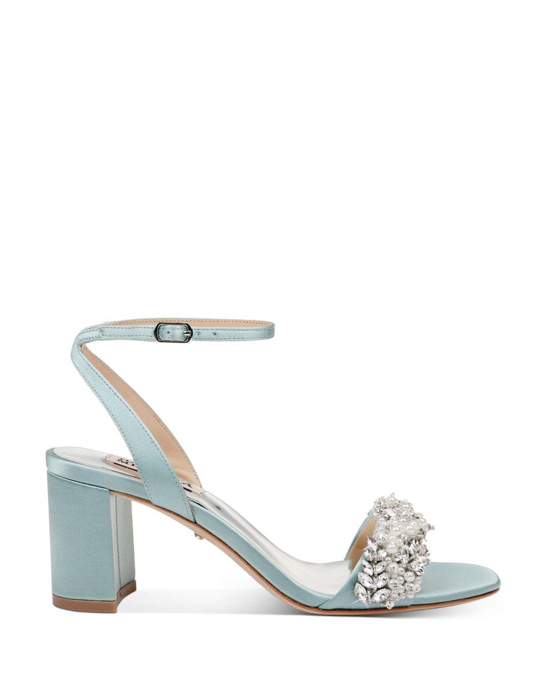 badgley mischka women's clara embellished block heel sandals
