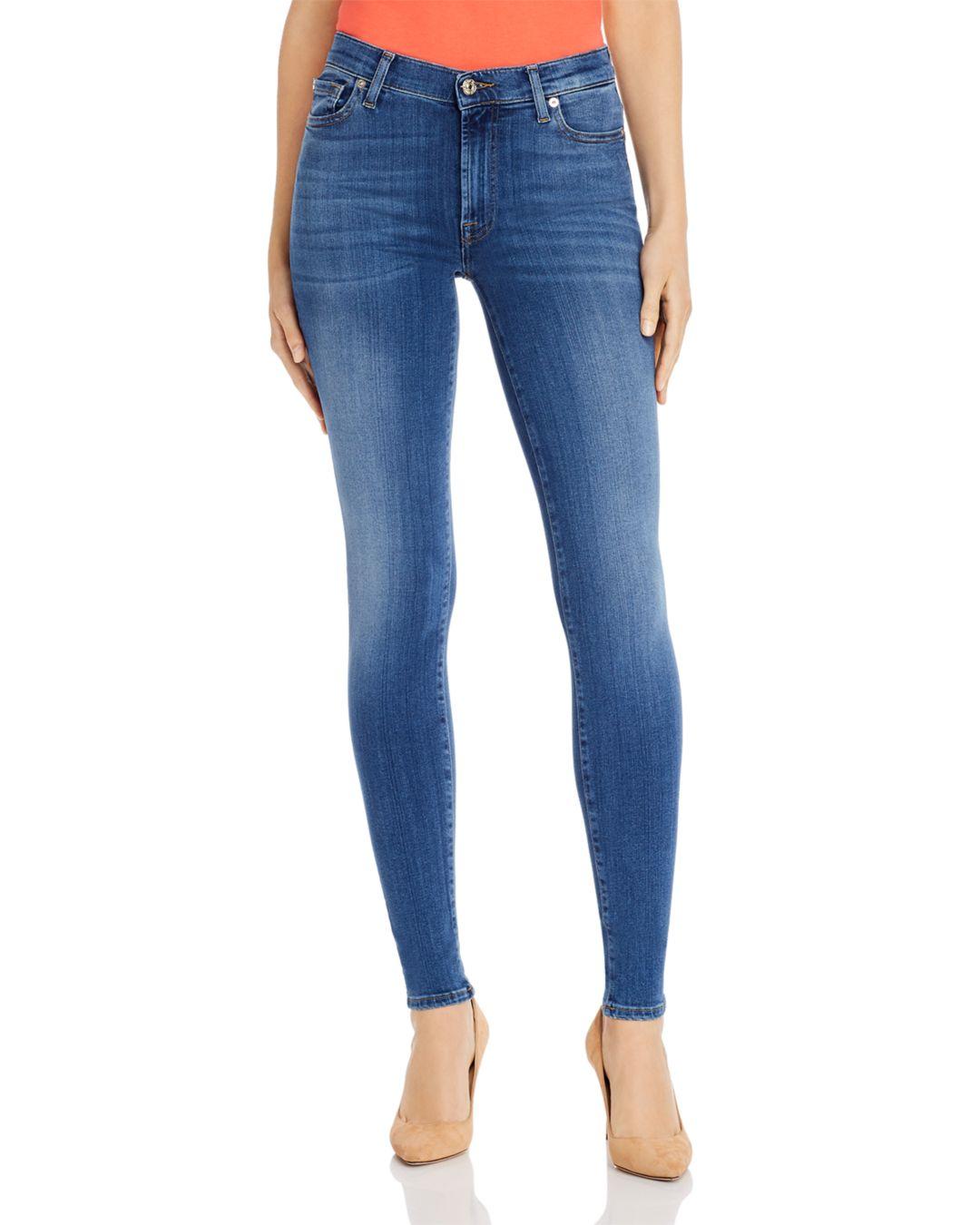7 For All Mankind Denim Slim Illusion High - Waist Skinny Jeans In Luxe  Lovestory in Blue | Lyst