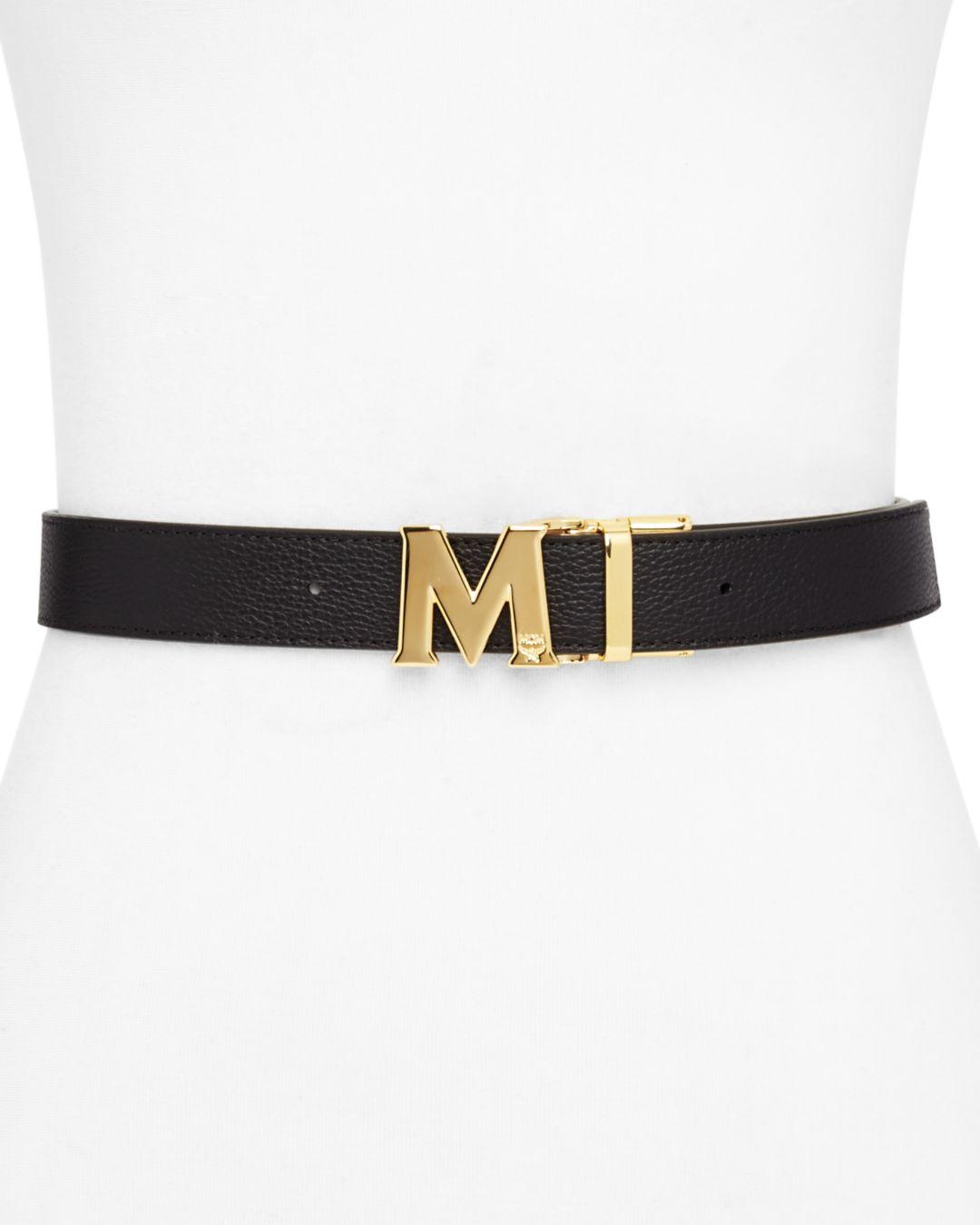 MCM Canvas Reversible M-buckle Belt - Golden Buckle in Black/Gold (Black) - Lyst