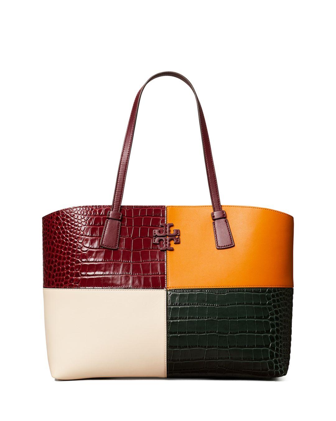 Tory Burch Mcgraw Embossed Color-block Tote Bag | Lyst