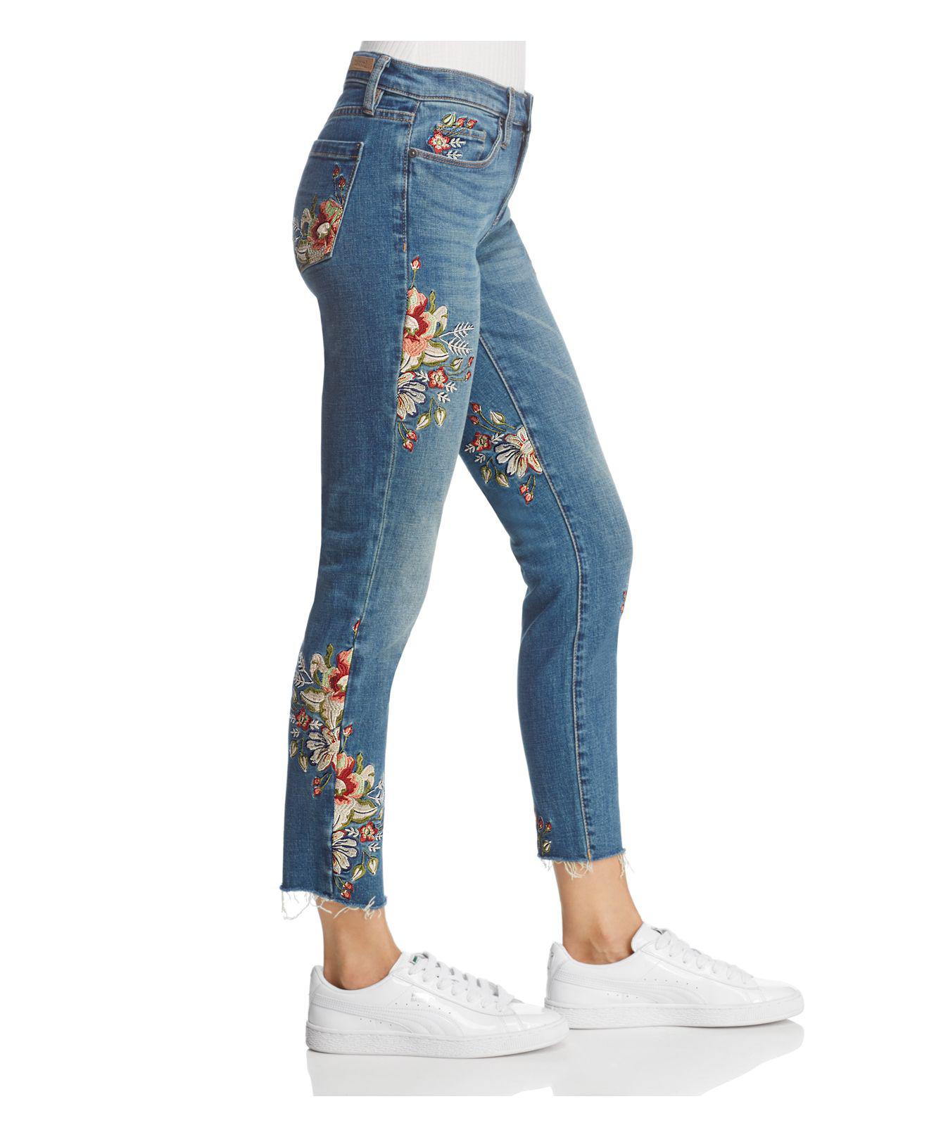 Blank NYC Denim Embroidered Straight-leg Jeans In Green Thumb Blue - Lyst