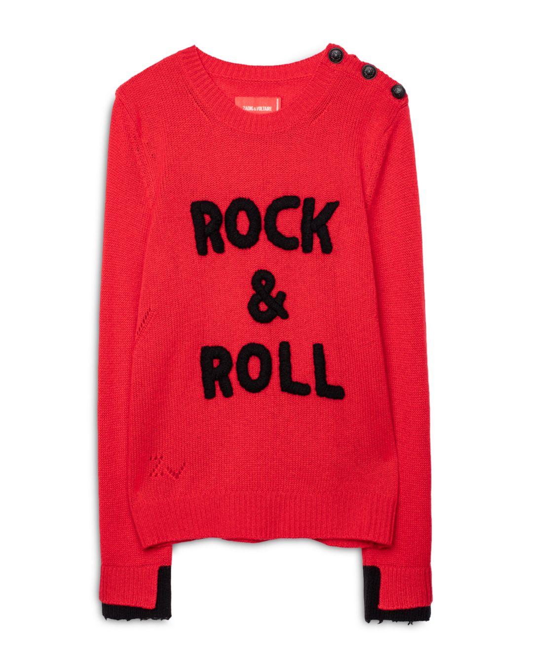 Zadig & Voltaire Delly 'rock & Roll' Slogan Cashmere Jumper in Passion Red  (Red) - Lyst