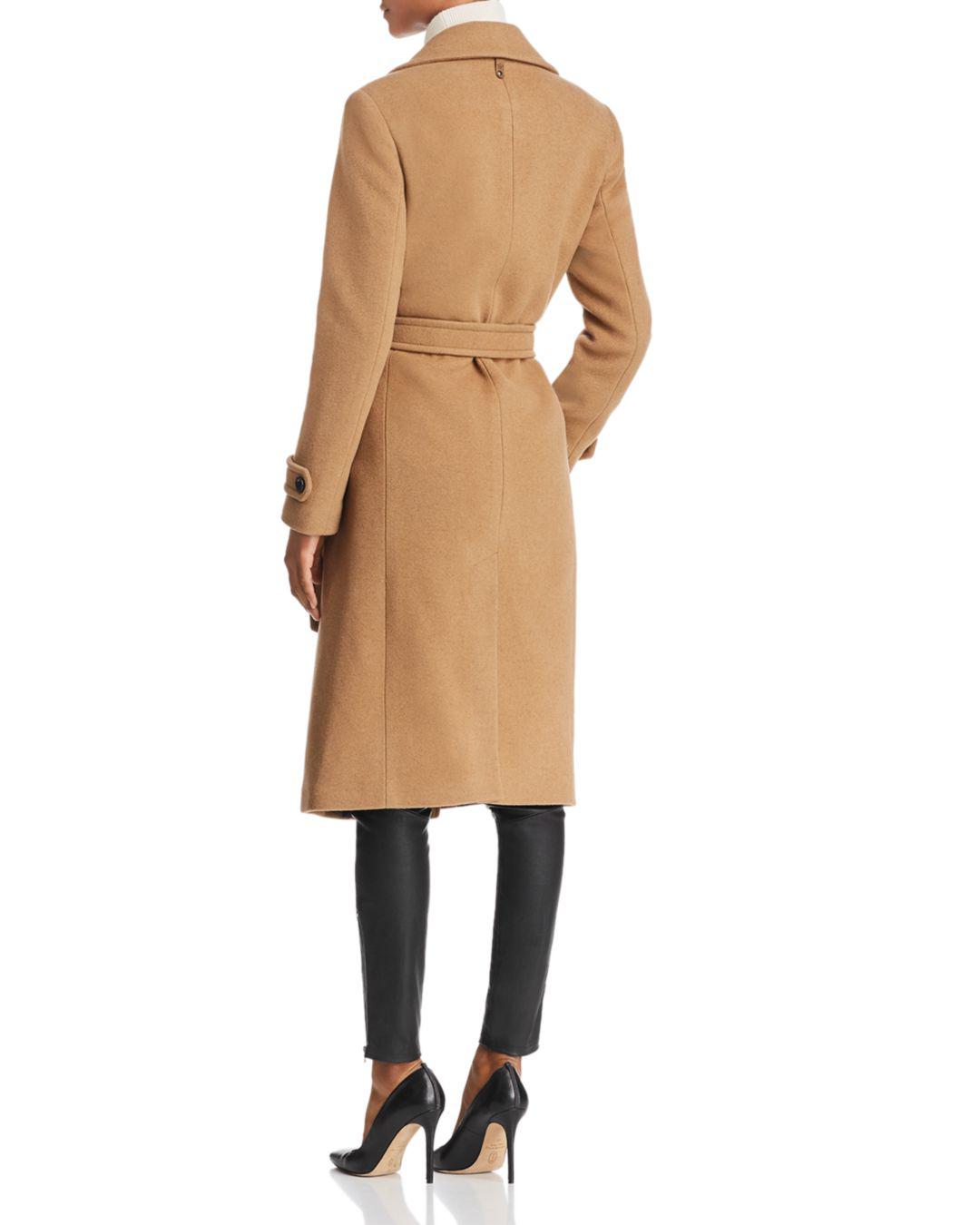 belted coat camel