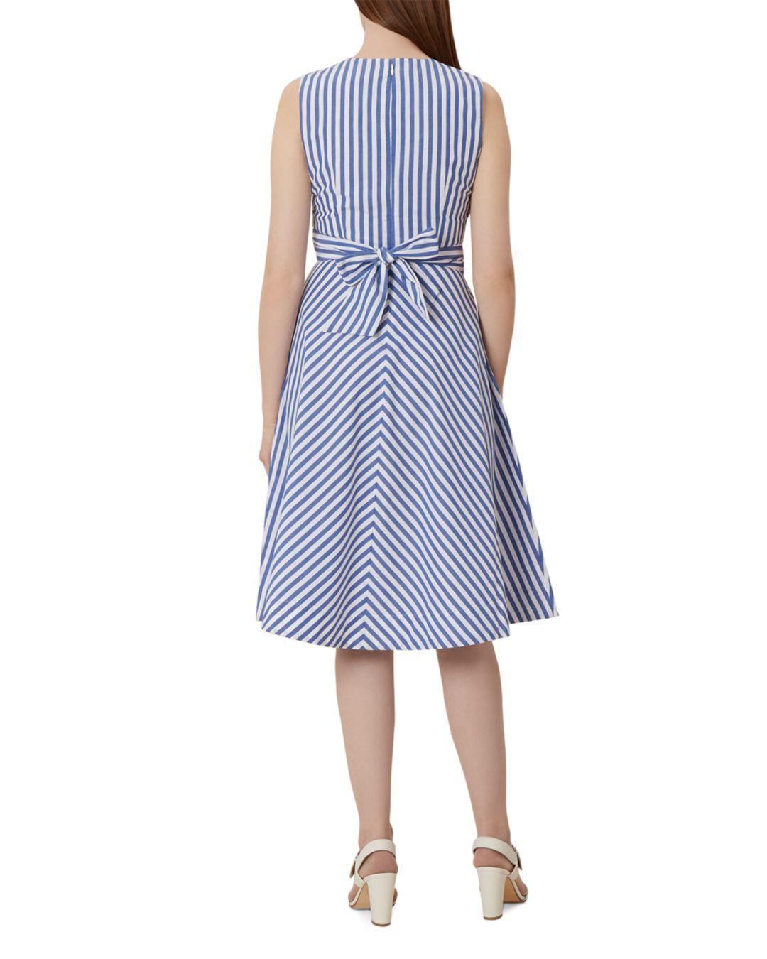 Hobbs Twitchill Tie Waist Striped Linen Dress in Blue White (Blue) Lyst