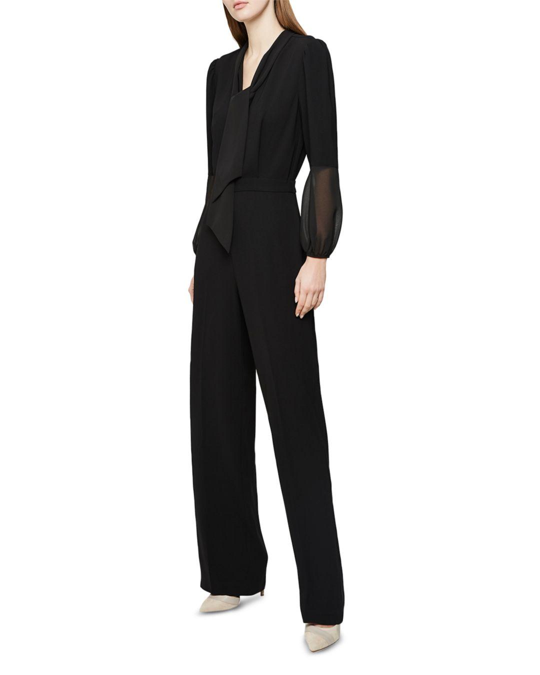 Reiss Ebonytie Neck Jumpsuit in Black Lyst