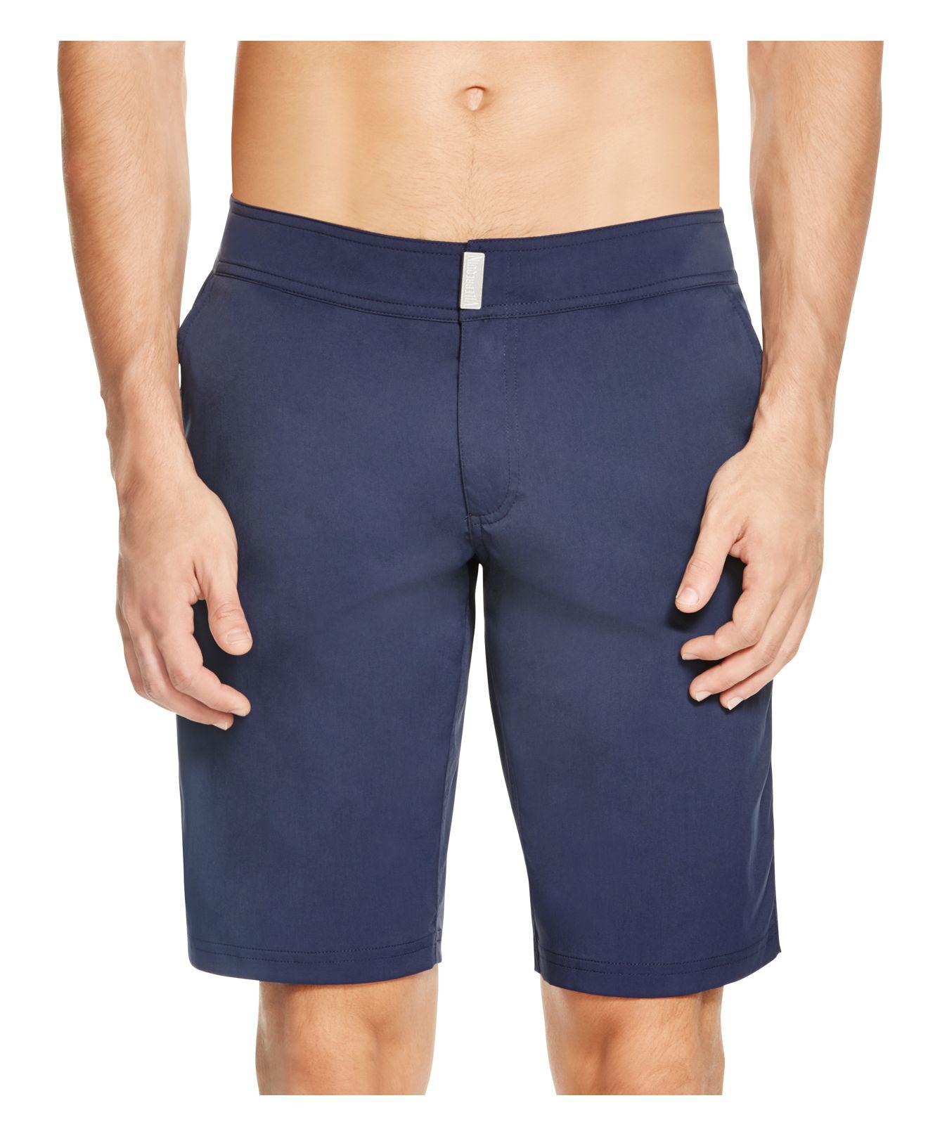 Vilebrequin Synthetic Meia Superflex Solid Swim Trunks in Dark Blue