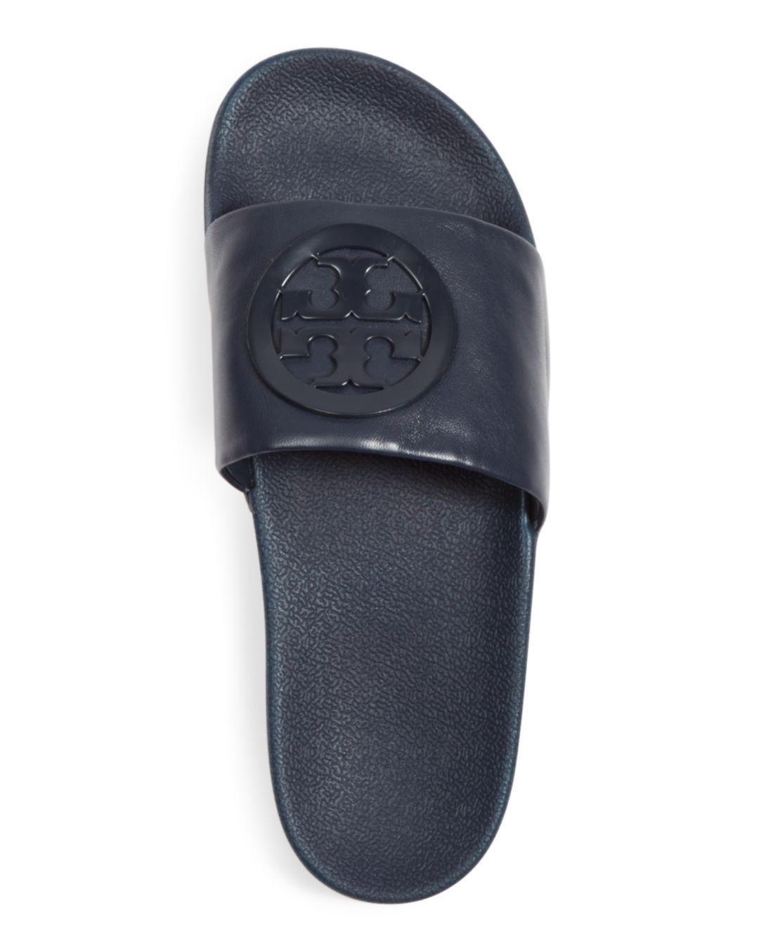 Tory Burch Women's Lina Leather Pool Slide Sandals | Lyst