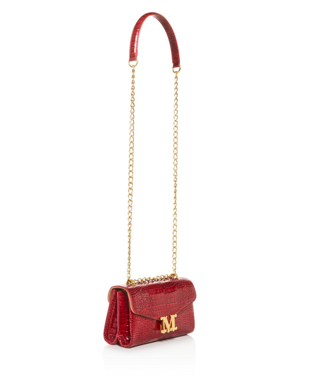 Max Mara Linda Croc - Embossed Leather Shoulder Bag in Red | Lyst