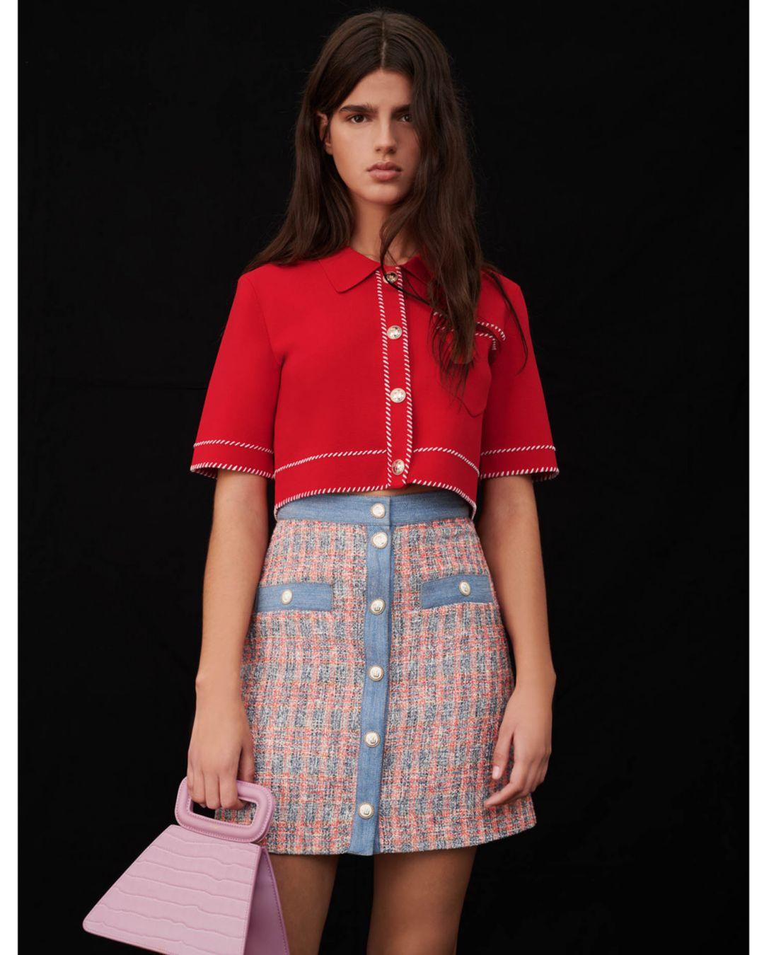 short sleeve red cardigan