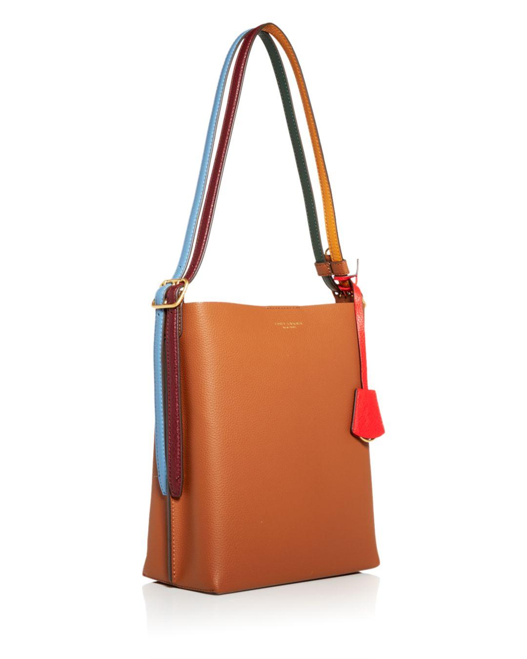 tory burch perry leather bucket bag