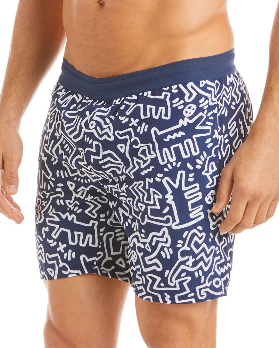 lacoste keith haring swim trunks