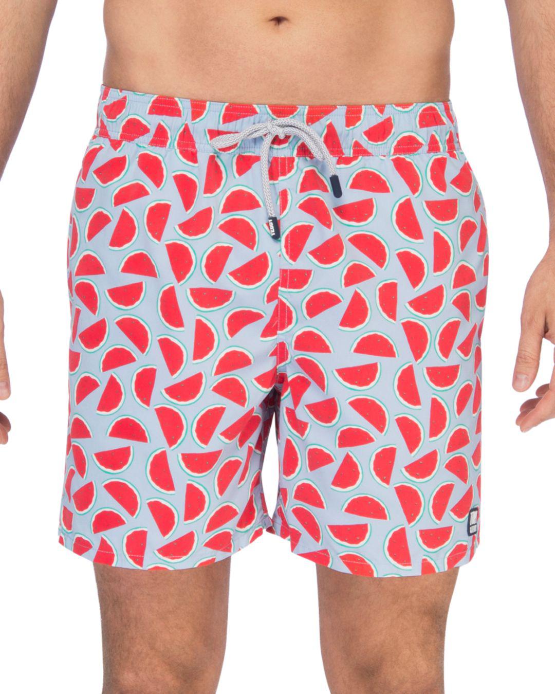 Tom & Teddy Watermelon Print Swim Trunks in Red for Men - Lyst