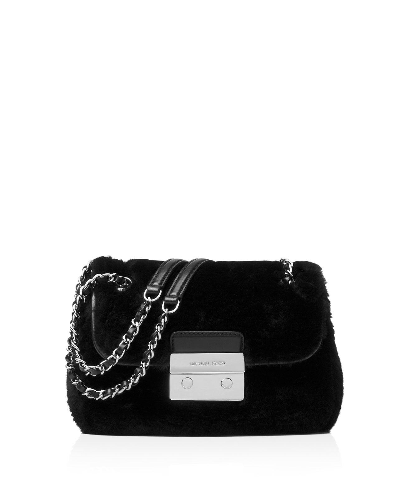 Michael Kors Black Handbag Silver Chain | semashow.com