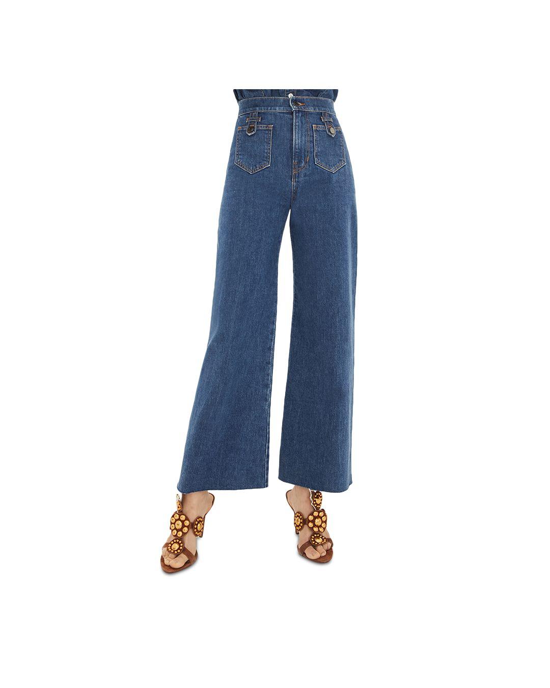 Veronica Beard Grant Patch Pocket High Rise Ankle Wide Leg Jeans In  Lakewood in Blue | Lyst