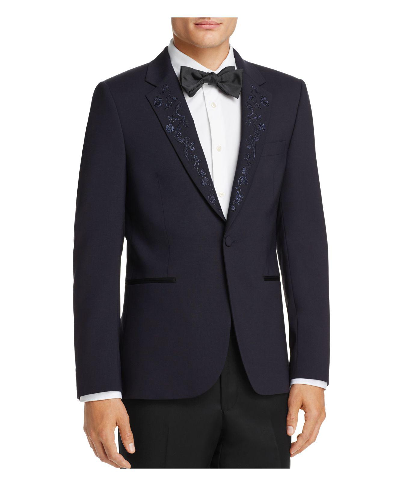 Paul Smith Embroidered Lapel Slim Fit Tuxedo Jacket in Blue for Men | Lyst