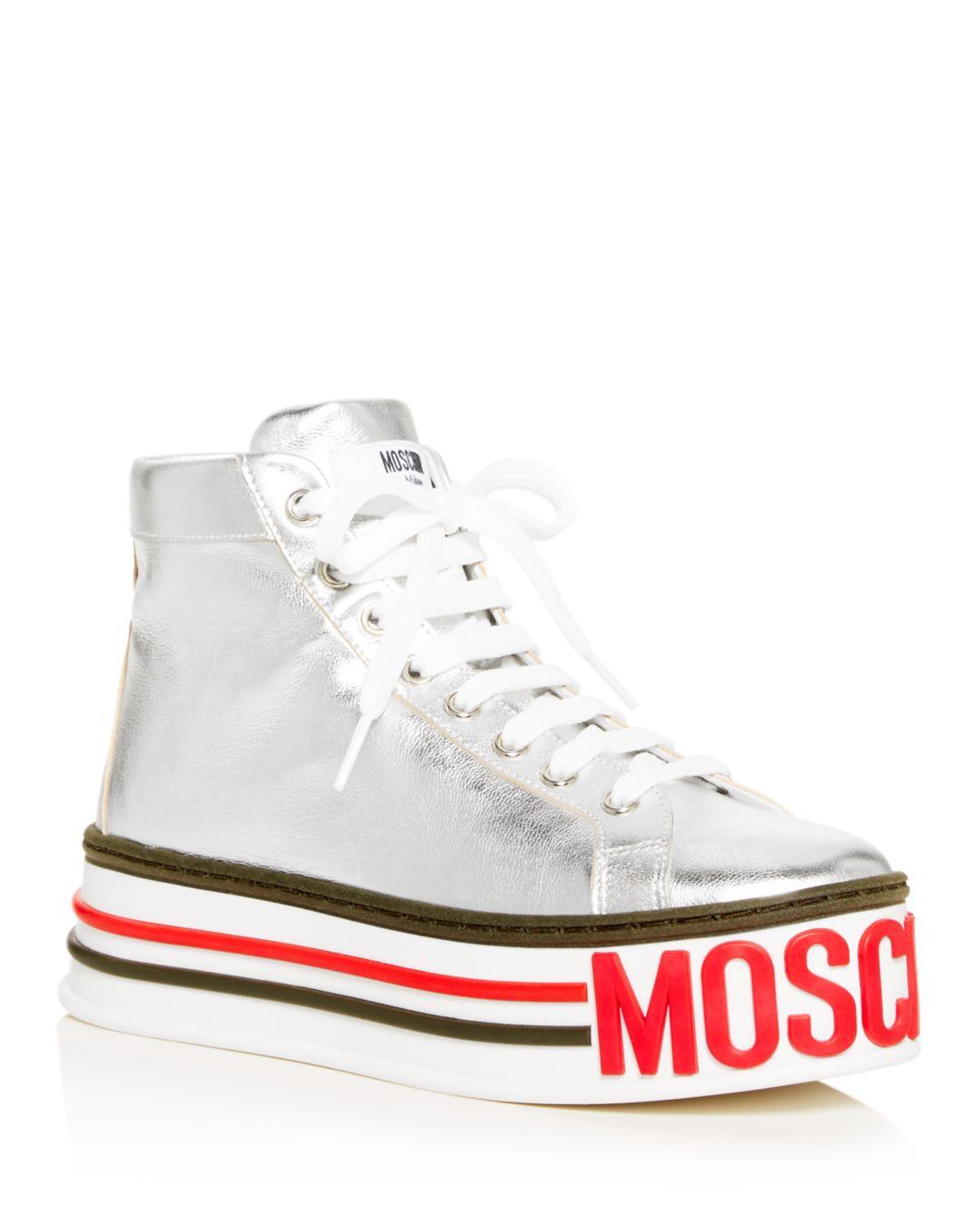 moschino logo leather platform sneakers