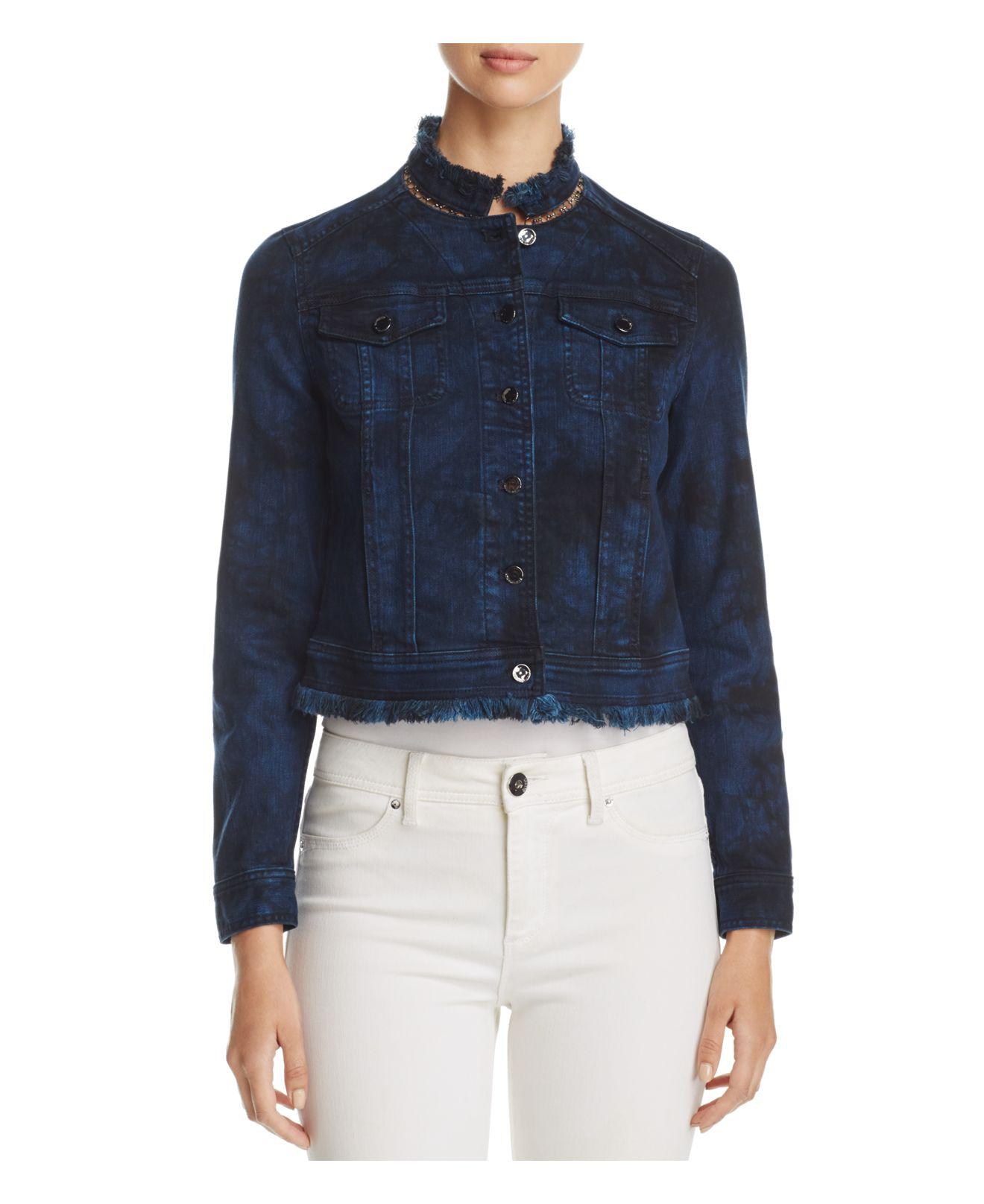 lace up back denim jacket