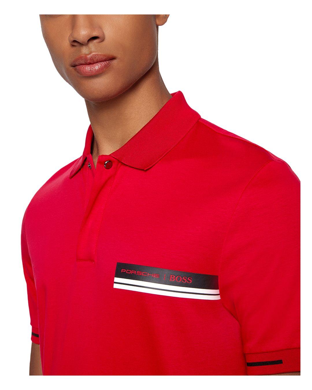 BOSS by HUGO BOSS Slim Fit Porsche Polo in Red for Men | Lyst Canada