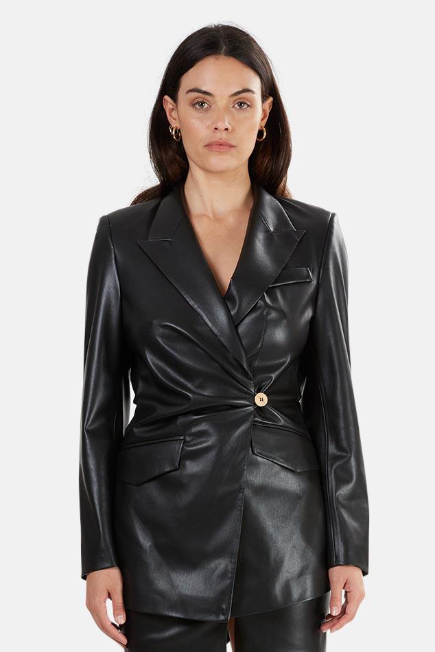 Nanushka Blair Vegan Leather Blazer in Black - Lyst