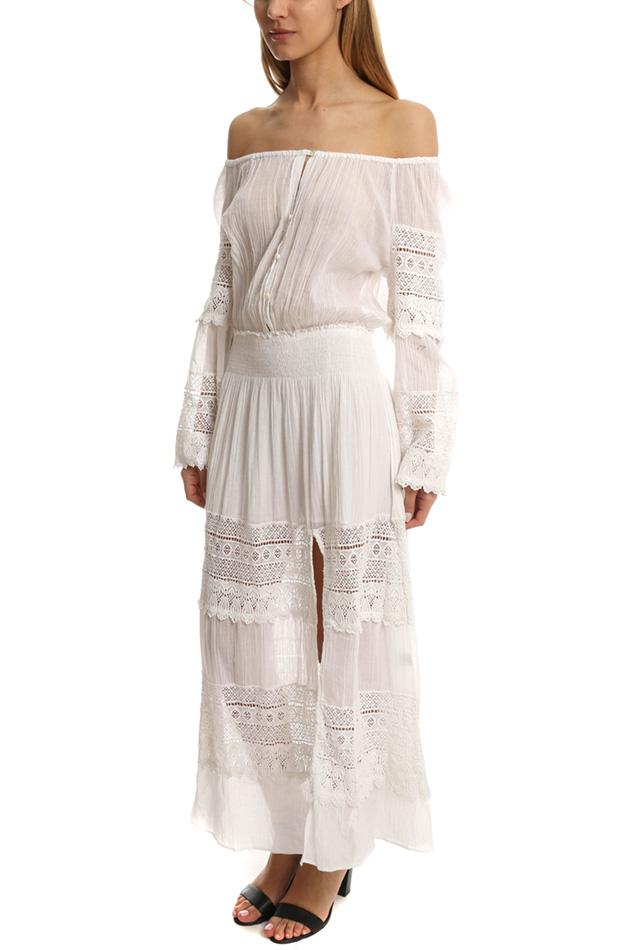 LoveShackFancy Smocked Cotton Maxi Dress in White - Lyst