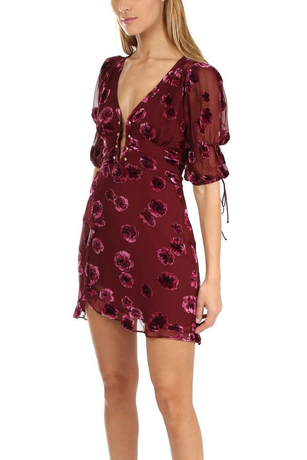 for love and lemons sophie velvet floral mini dress