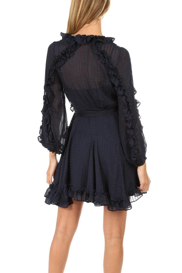 zimmermann navy wrap dress