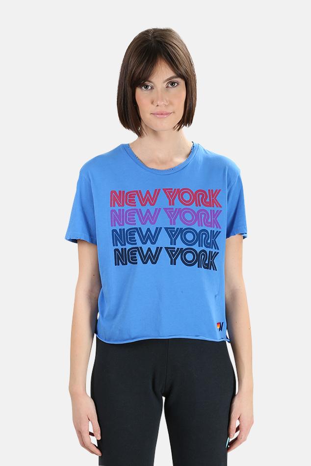 Aviator Nation Cotton Ny Repeat T-shirt in Vintage Blue (Blue) - Lyst