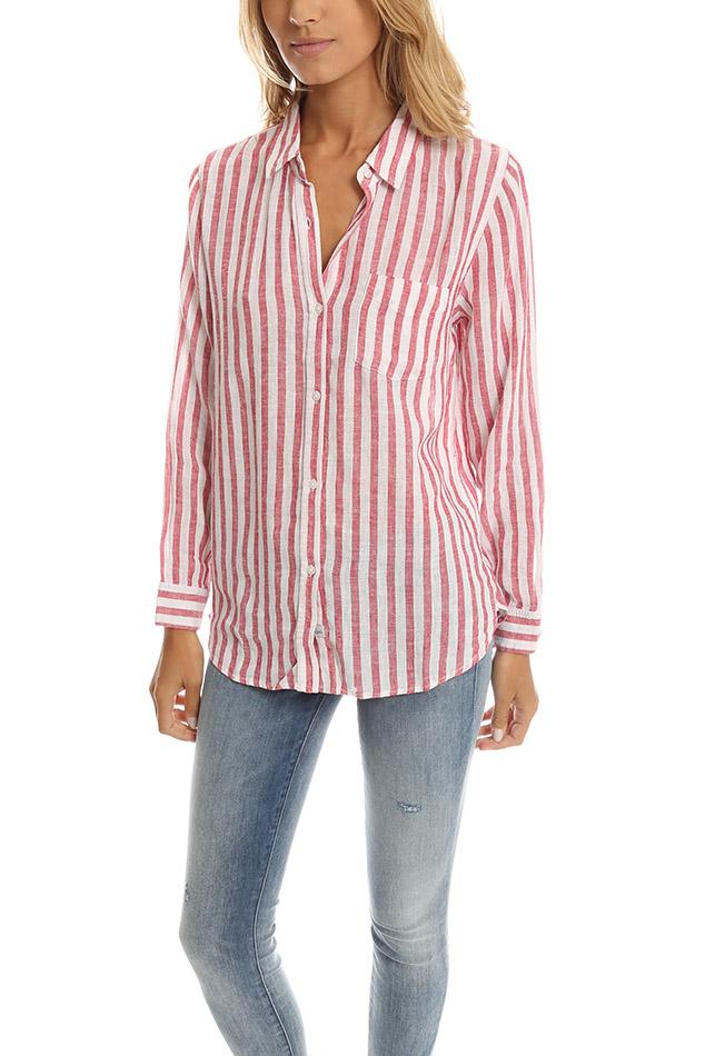 Rails Linen Charli Button Down in Red 