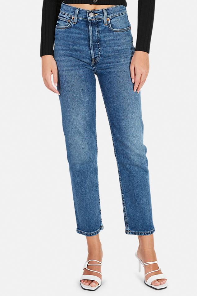 RE/DONE Denim 70s Ultra High Rise Stove Pipe Jeans in Blue | Lyst Canada