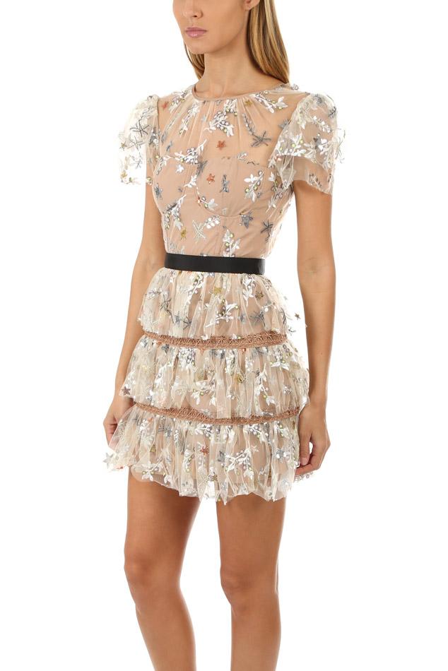 self portrait beige dress