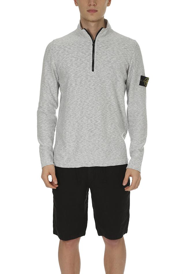 Stone Island Cotton Half Zip Knit Sweater in Gray for Men | Lyst