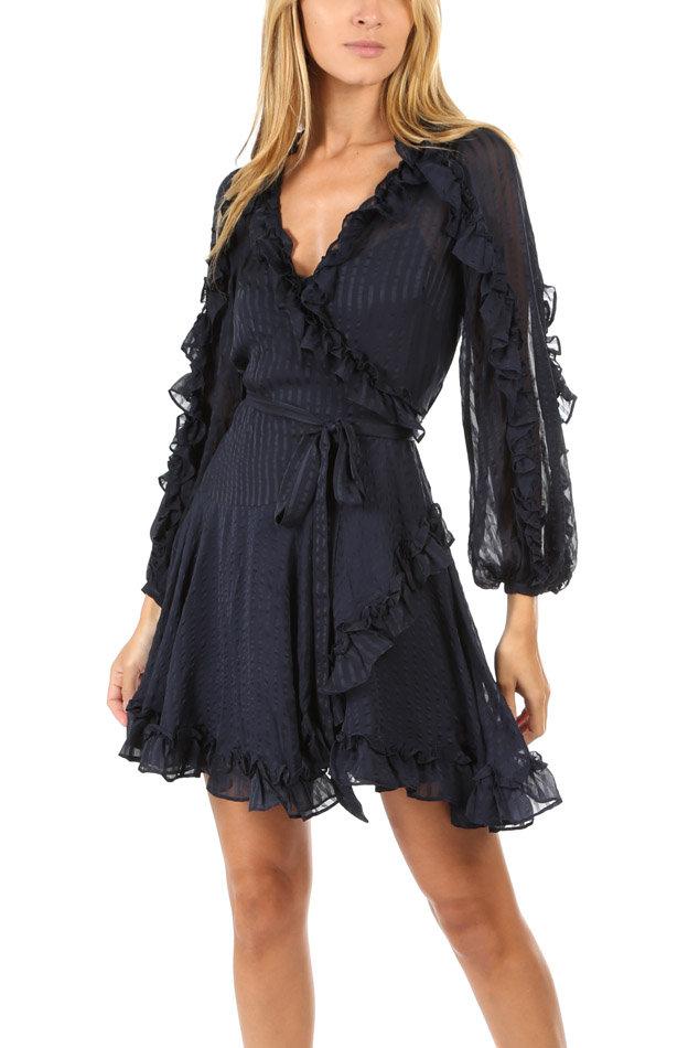 cascade wrap dress