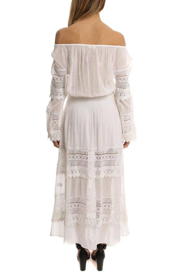 LoveShackFancy Smocked Cotton Maxi Dress in White - Lyst