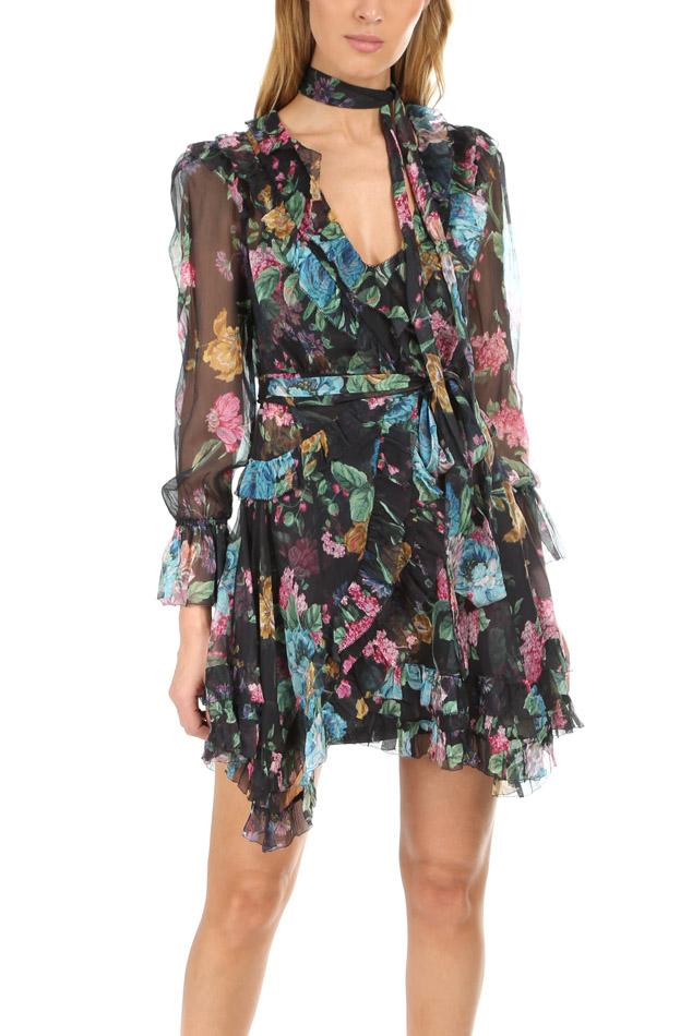 zimmermann ninety six frill wrap dress