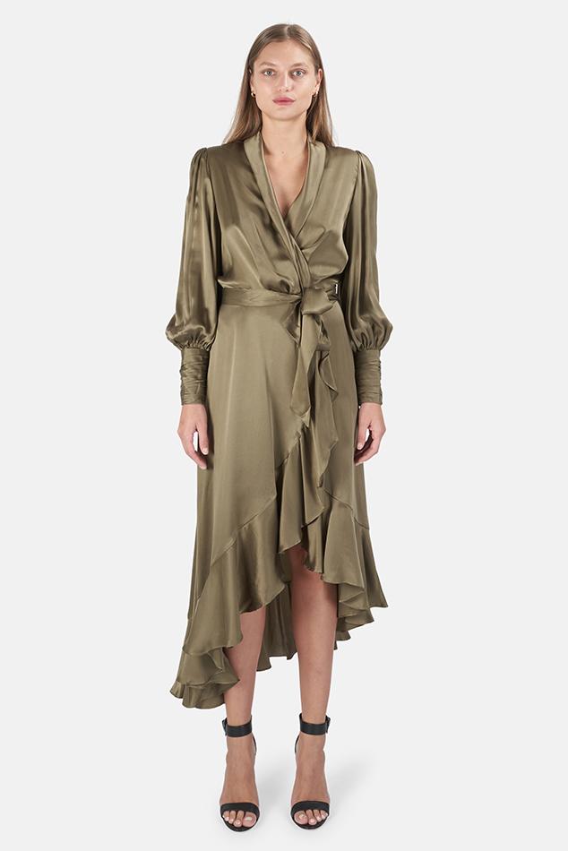 Zimmermann Silk Wrap Midi Dress | Lyst ...